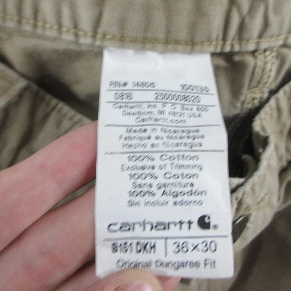 Carhartt Pants Mens 36x27 Beige B151 DKH Relaxed Canvas Carpenter Workwear